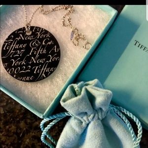 Tiffany and Co Onyx Note Necklace, 18 inch chain